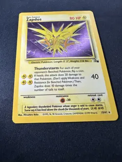 Pokemon Vintage Holo Zapdos 15/62 Fossil Corrected Unlimited Wotc 1999 MP B - Image 3
