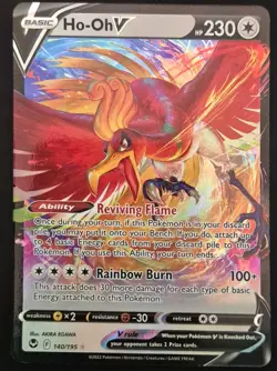 Ho-Oh V 140/195 Holo V Rare Silver Tempest Pokemon Holo Near Mint - Image 2