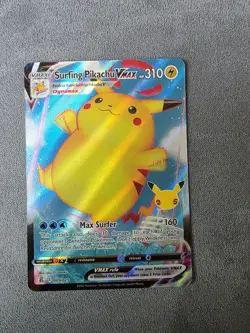 Pokemon Pikachu TCG Surfing VMAX Holo Ultra Rare Card 009/025 Celebrations NM - Image 1