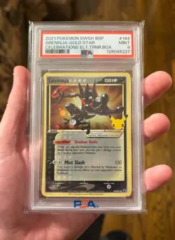 Pokemon TCG Greninja Gold Star SWSH144 PSA 9 Sword & Shield Promo Card - Image 1