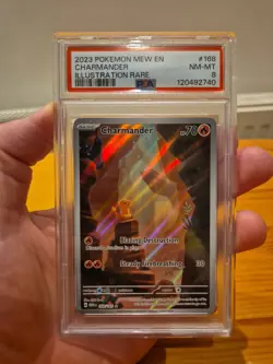 Pokemon Charmander 151 TCG Scarlet Violet Holo Illustration Card 168/165 PSA 8 - Image 1