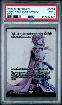 2025 MTG FINAL FANTASY THROUGH THE AGES FOIL LIGHTNING, LONE COMMANDO PSA 9 - Image 1