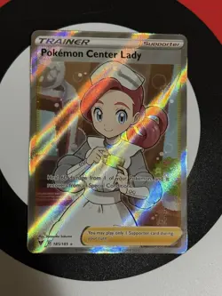 Pokemon Center Lady (Full Art) 185/185 Swsh04: Vivid Voltage Holo - Image 1