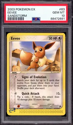 2003 Pokemon EX Sandstorm Eevee #63 PSA 10 GEM MINT - Image 1