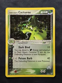 Team Aqua's Cacturne 1/95 Holo Rare SWIRL Team Magma vs Team Aqua 2004 Pokemon - Image 1