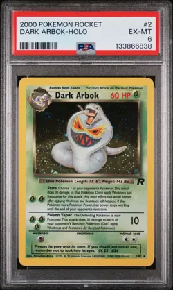 Dark Arbok 2/82 Vintage Team Rocket Holo Rare, WOTC Pokemon 2000 - PSA 6 EX-MT - Image 1