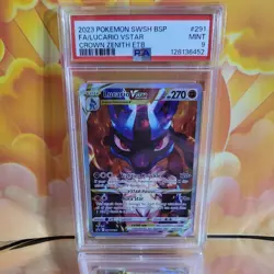 2023 POKEMON SWSH BSP FA/LUCARIO VSTAR CROWN ZENITH ETB #291 PSA 9 - Image 1