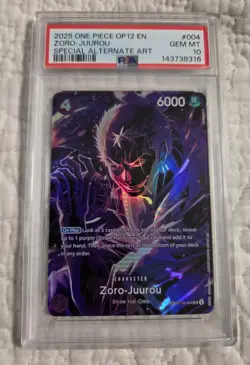 2025 ONE PIECE OP12-LEGACY OF THE MASTER 004 ZORO-JUUROU SPECIAL ALT ART PSA 10 - Image 1
