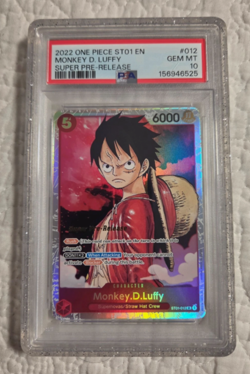 2022 One Piece ST01 EN Super Pre-Release #012 Monkey D. Luffy PSA 10 GEM MINT - Image 1