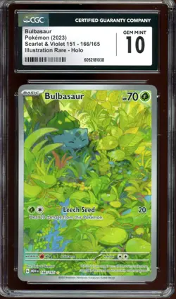CGC 10 GEM MINT Bulbasaur 166/165 Illustration Rare 151 2023 Pokemon Card - Image 1