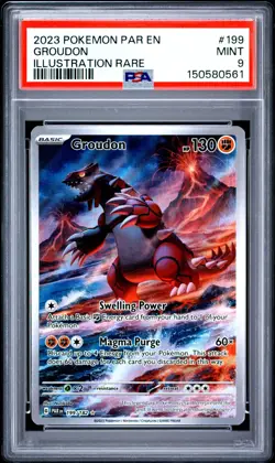 PSA 9 Mint Groudon 2023 Paradox Rift 199/182 Illustration Rare Card - Image 1