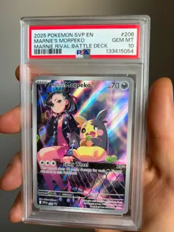 2025 POKEMON SVP PROMO MARNIE RIVAL BATTLE #206 MARNIE'S MORPEKO PSA 10 - Image 1