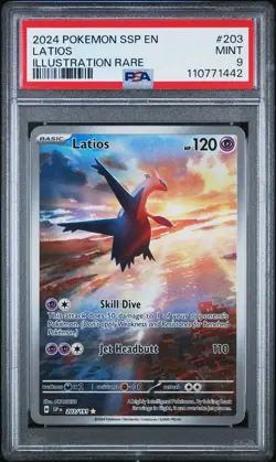 PSA 9 LATIOS #203 POKEMON 2024 SSP EN-SURGING SPARKS ILLUSTRATION RARE - Image 1