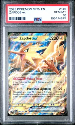 2023 POKEMON MEW EN-151 #145 ZAPDOS EX DOUBLE RARE PSA 10 GEM MINT - Image 1
