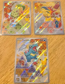 First Partner Illustration Johto Set Mega Evo Chikorita, Cyndaquil & Totodile - Image 1
