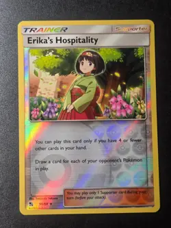 Erika's Hospitality 56/68 NM Hidden Fates Rare Pokemon Reverse Holo - Image 1