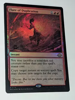 MTG Magic The Gathering Flare Of Duplication Foil Prerelease Promo Red Commander - Image 1