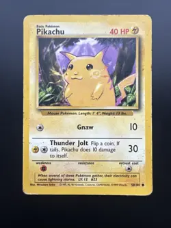 Pokemon Base Set Unlimited Pikachu 58/102 Common DMG - Image 1