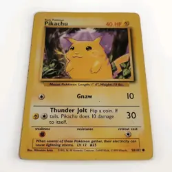 Pokemon Pikachu TCG Base Set Card 58/102 1999 Unlimited Common WOTC LP Vintage - Image 1
