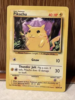 Pokemon TCG Pikachu Base Set 58/102 Regular Unlimited Common - Image 1