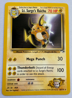 Lt. Surge's Raichu 028/132 Gym Heroes Regular Rare Vintage Pokemon Card - Image 2