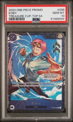 One Piece PSA 10 Koby #098 Top 64 Prize Treasure Cup 2024 Promo English - Image 2
