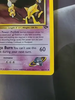 Pokemon Alakazam Sabrina's 16/132 Holographic Rare Gym Challenge TCG Card - Image 4
