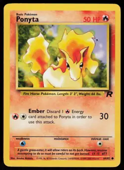 Ponyta 64/82 Common Team Rocket Pokemon Unlimited Damaged - Image 1