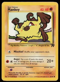 Mankey 61/82 Common Team Rocket Pokemon Unlimited Damaged - Image 1
