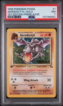 Aerodactyl Holo Prerelease 1st Edition Pokemon Fossil PSA 7 - Image 1