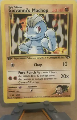 Wizards of the Coast Giovanni's Machop 72/132 Gym Challenge 1st Ed Common 50HP - Image 1