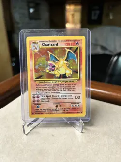 1999 Pokemon TCG Charizard Base Set Holo Unlimited Rare Card 4/102 MP/DMG - Image 1