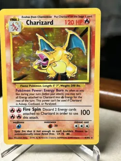 1999 Pokemon TCG Charizard Base Set Holo Unlimited Rare Card 4/102 MP/DMG - Image 3
