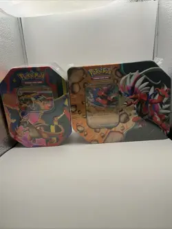 2 -Pokemon Sealed Tin Box Charizard/ Koraidon - 9 Booster Packs - 2 Foil - Image 2