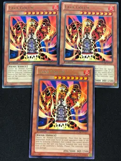 YUGIOH LAVA GOLEM LCJW-EN117 1ST RARE X3 (LP) - Image 1