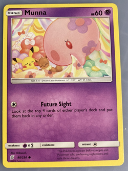 Munna - 88/236 Unified Minds 2019 - Common Pokemon TCG Card Near Mint Free Ship - Image 1