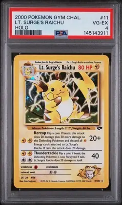 2000 POKEMON GYM CHALLENGE SET UNLIMITED #11 LT SURGE'S RAICHU HOLO - PSA 4 - Image 1