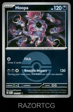 HOOPA (POKE BALL) 141/217 HOLO R ASCENDED HEROES POKEMON REVERSE HOLO NM/M - Image 1