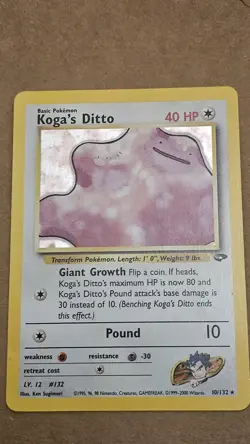 Koga's Ditto 10/132 Gym Challenge Unlimited Holo Rare 40 HP Eng VF 🔥 - Image 2