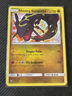 Shining Rayquaza Pokemon Sun Moon Shining Legends 56/73 Holo Rare - Image 1