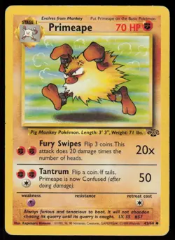 Primeape 43/64 Uncommon Jungle Pokemon Unlimited Damaged - Image 1