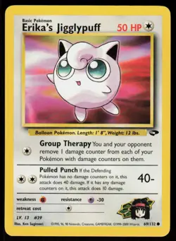 Erika's Jigglypuff 69/132 Common Gym Challenge Pokemon Unlimited Damaged - Image 1