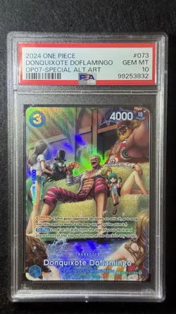 2024 One Piece TCG Donquixote Doflamingo SP Alt Art OP07-073 PSA 10 - Image 2
