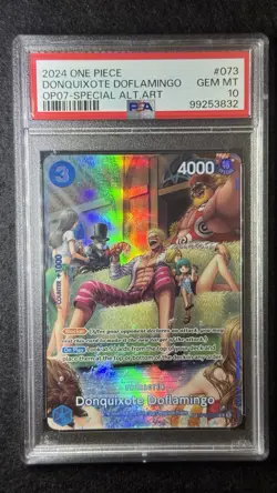 2024 One Piece TCG Donquixote Doflamingo SP Alt Art OP07-073 PSA 10 - Image 3