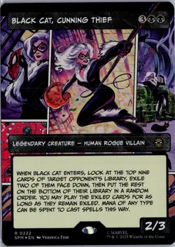 Black Cat, Cunning Thief (Borderless) 222 MTG Marvel's Spider-Man FOIL NM/M - Image 1
