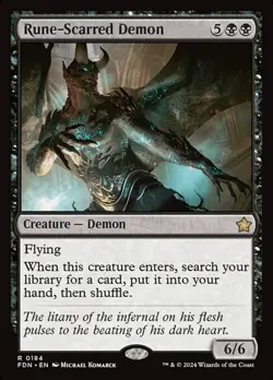 Rune-Scarred Demon - Foil FDN NM MTG - Image 1