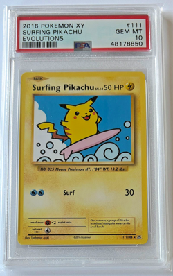 SURFING PIKACHU 111/108 POKEMON 2016 XY EVOLUTIONS GEM MINT PSA 10 - Image 1