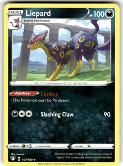 Liepard 107/189 Non Holo Darkness Ablaze Rare Pokemon Card NM - Image 1