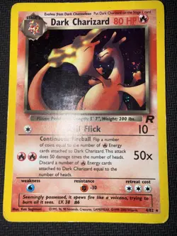 Pokemon Card Dark Charizard Holo Rare Team Rocket 4/82 Fist Swirl - Image 2
