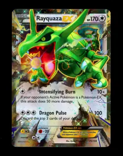2015 Pokemon RAYQUAZA EX Roaring Skies ULTRA RARE Holo Foil XY Set Card 75/108 - Image 1